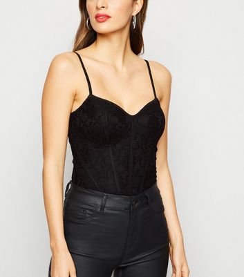 black lace bustier bodysuit