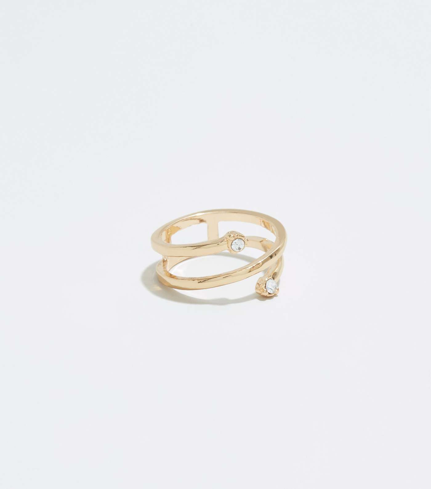 Gold Diamanté Spiral Ring