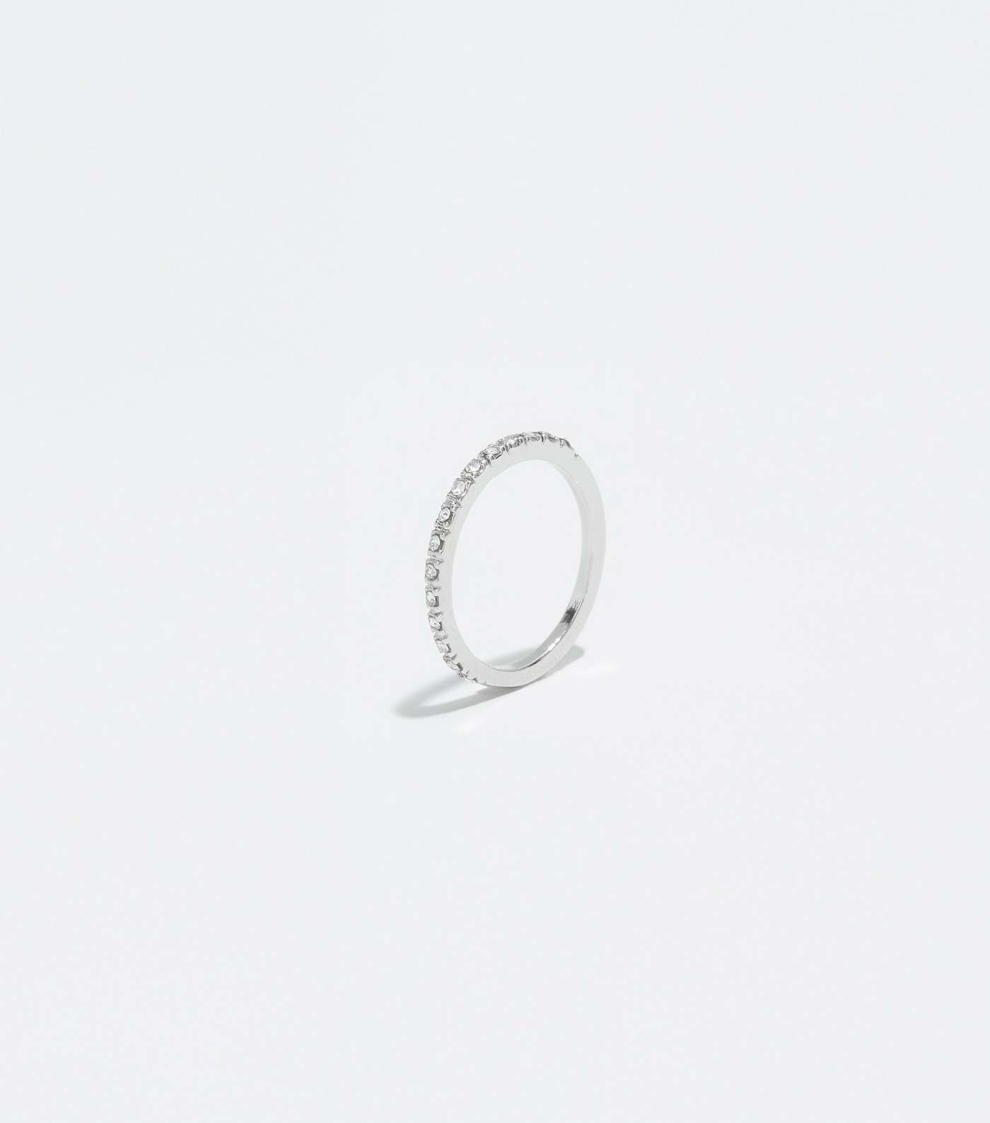 Silver Skinny Diamanté Ring Image 2