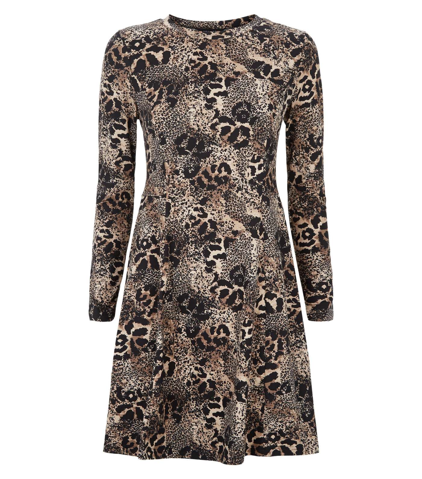 Brown Leopard Print Soft Touch Skater Dress Image 4