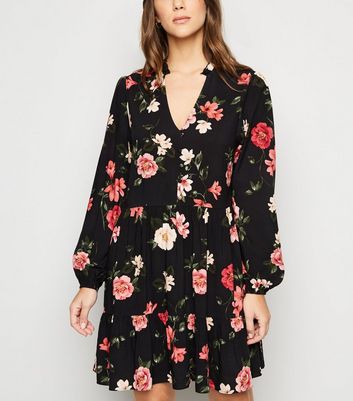 black mini smock dress