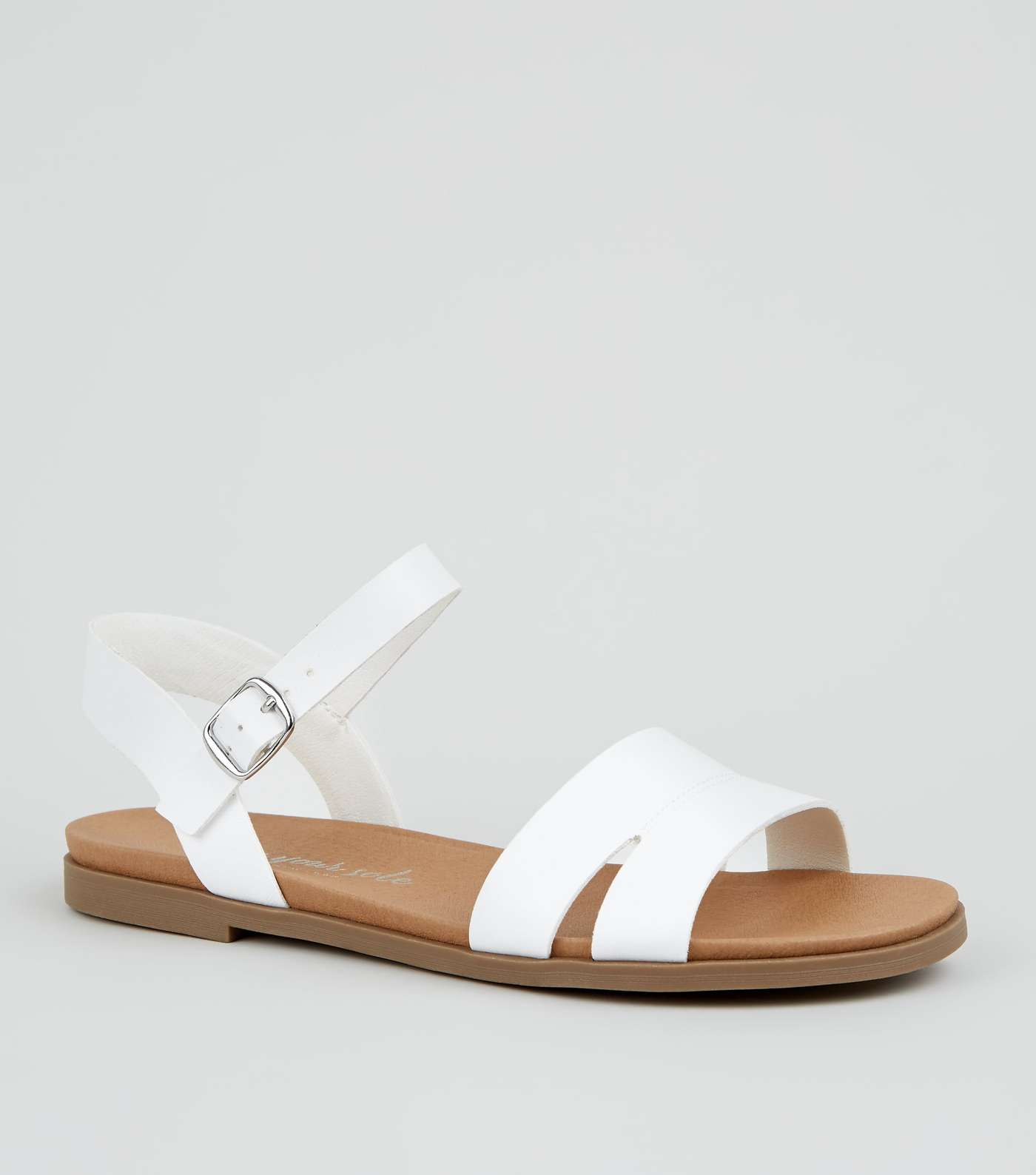 Wide Fit White 2 Part Footbed Sandals