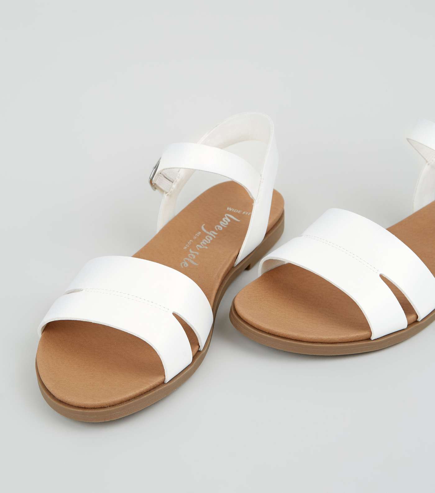 Wide Fit White 2 Part Footbed Sandals Image 3