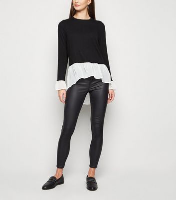 Pull noir 2 en 1 en maille fine à 
