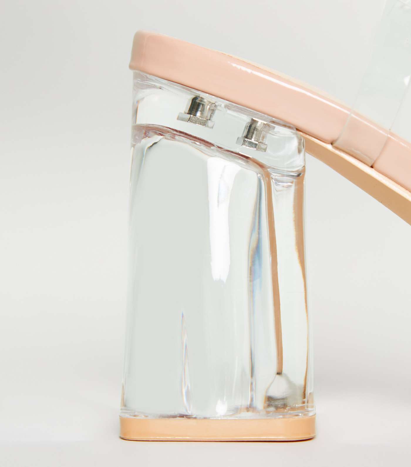 Pale Pink Patent Clear Flared Block Heels  Image 4