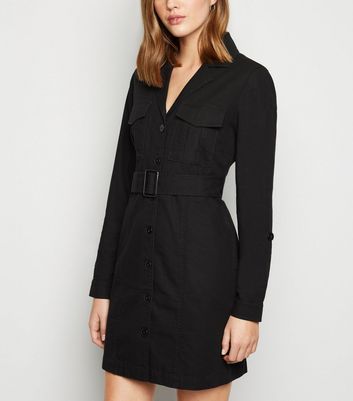 new look black shirt dress