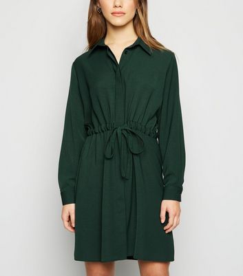 dark green shirt dress