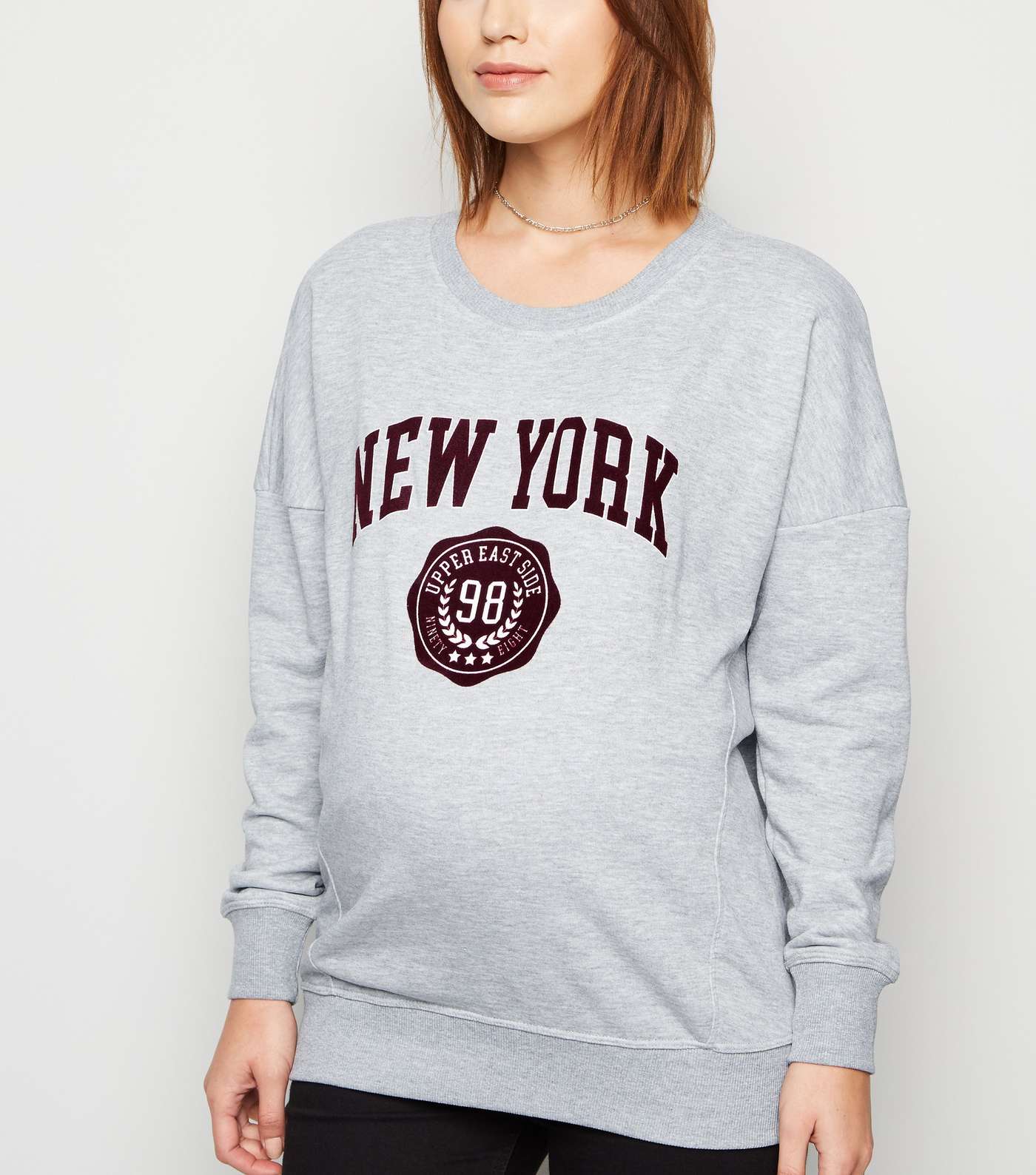 Maternity Grey New York Slogan Sweatshirt