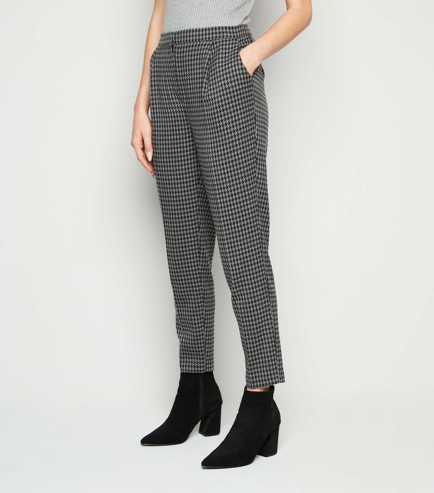 Dark Grey Dogtooth Check Trousers Image 2