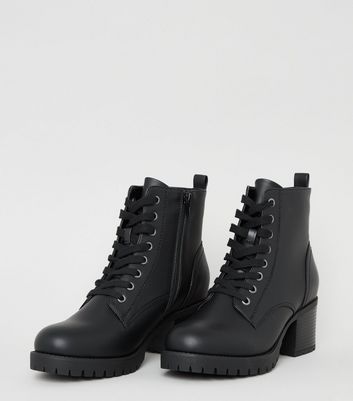 chunky heel leather booties