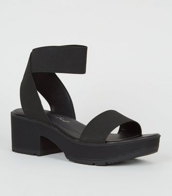 new look black chunky sandals