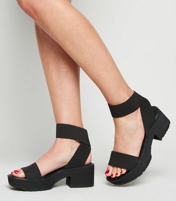 chunky platform black sandals