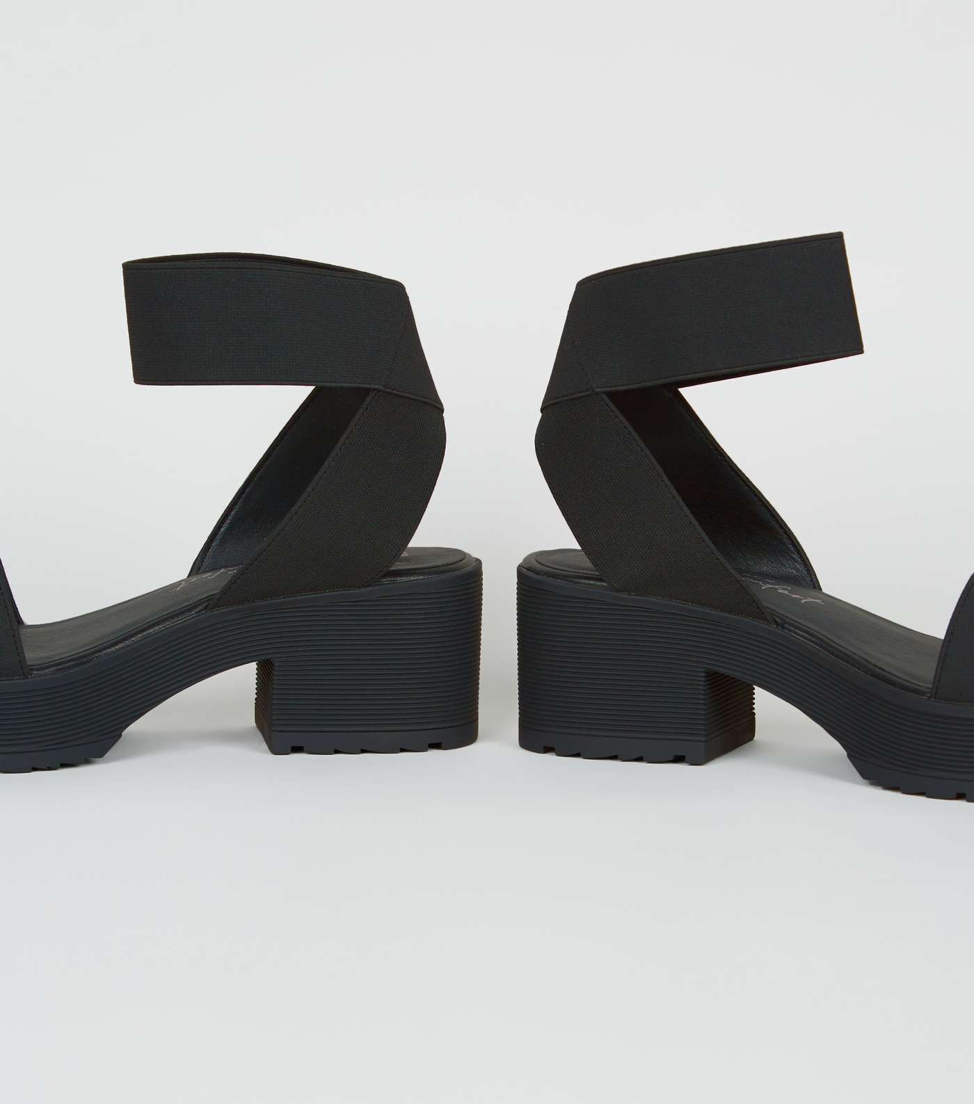 Black Elasticated Strap Chunky Platform Sandals Image 3