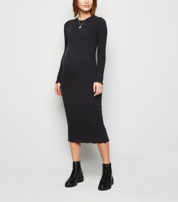 ribbed midi dress long sleeve