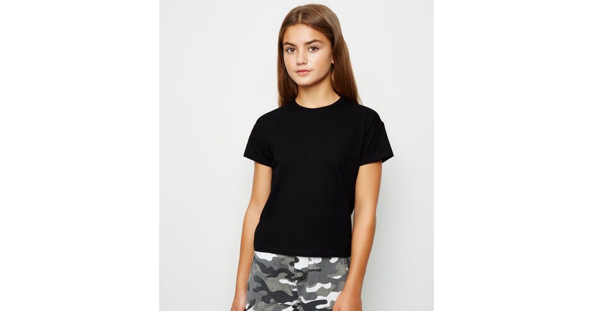 Girls Black Cotton T-Shirt | New Look