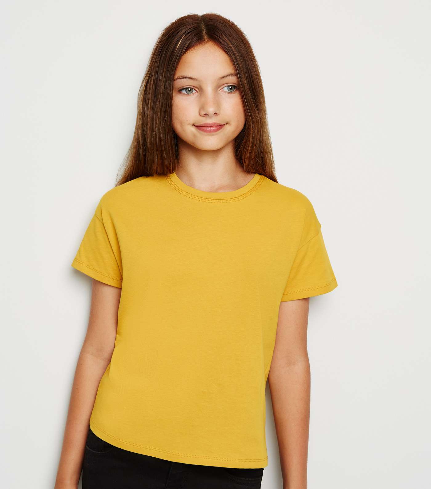 Girls Mustard Cotton T-Shirt