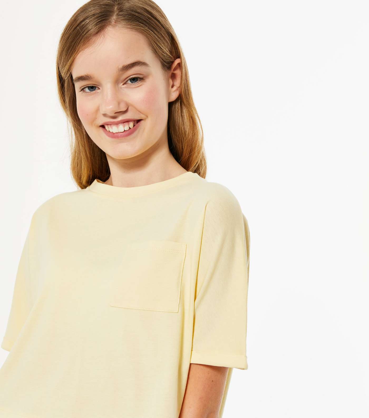 Girls Yellow Pocket Front T-Shirt Image 4