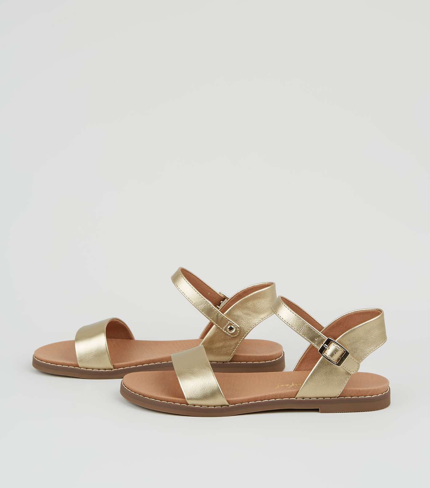 Gold Leather-Look Footbed Sandals Image 4