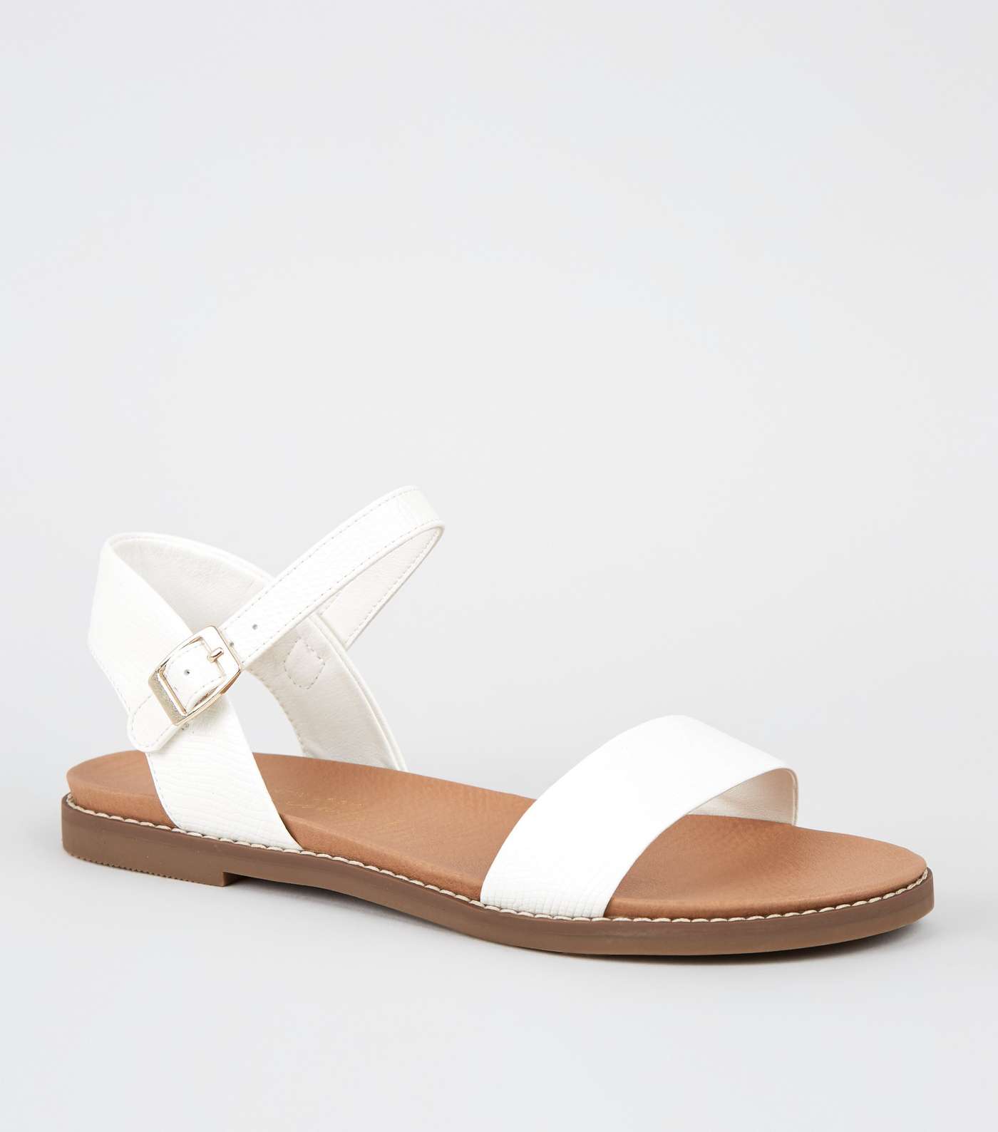 White Faux Snake Footbed Sandals