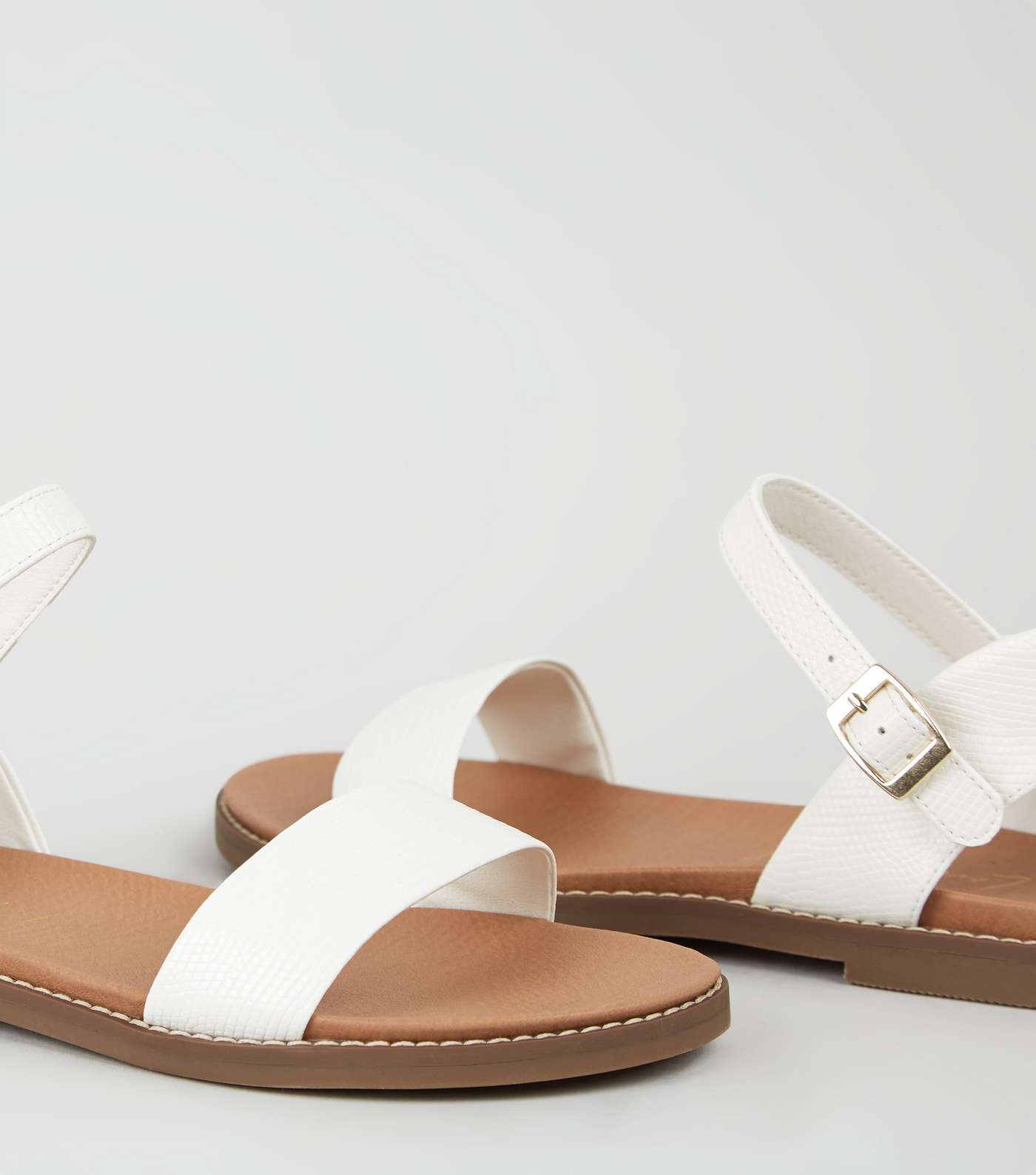 White Faux Snake Footbed Sandals Image 3