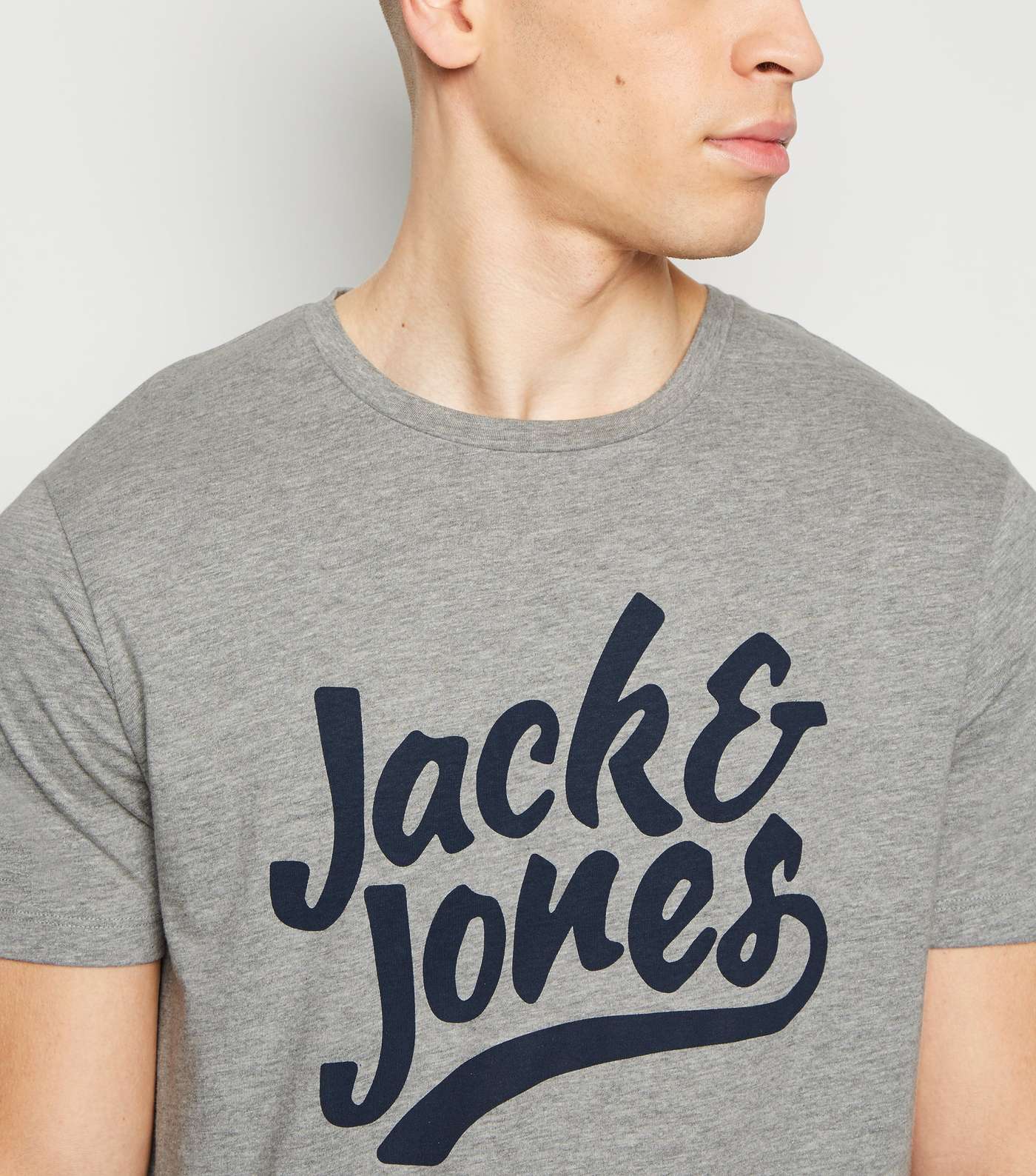 Jack & Jones Grey Marl Crew Neck T-Shirt Image 5