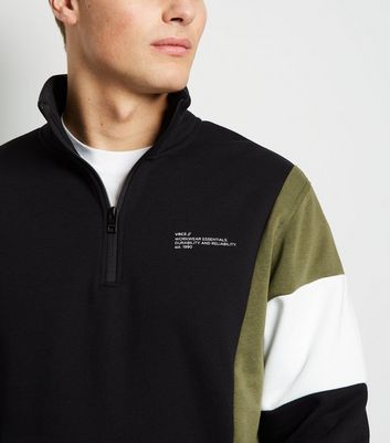 Image of Jack & Jones Black Zip Neck Sweatshirt New Look