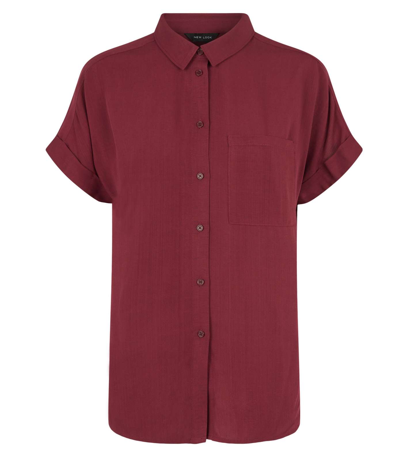 Burgundy Roll Sleeve Pocket Shirt  Image 4
