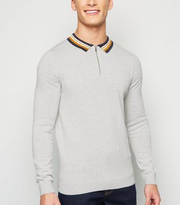 mens long sleeve polo with zip