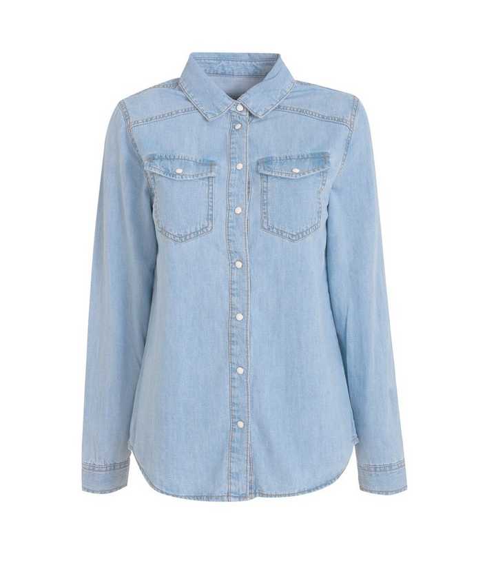 Pale Blue Denim Pocket Front Shirt 