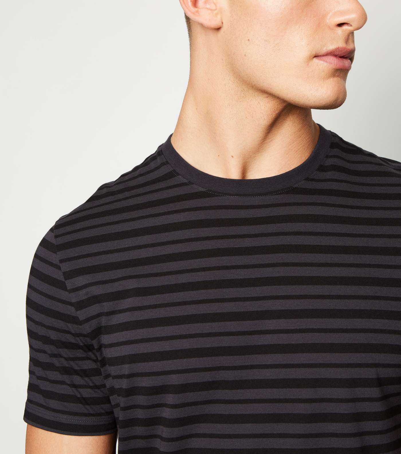 Dark Grey Stripe Short Sleeve T-Shirt Image 5