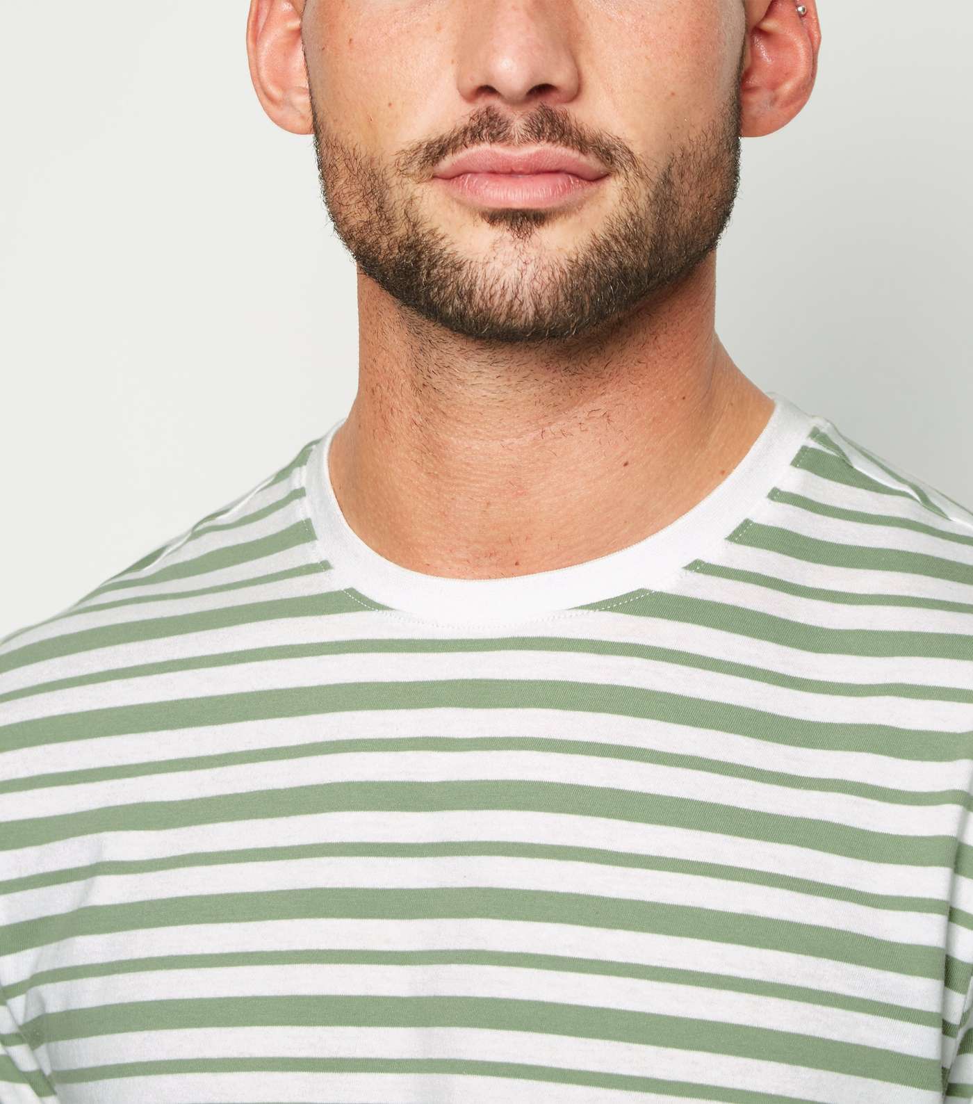 Olive Stripe Short Sleeve T-Shirt Image 5