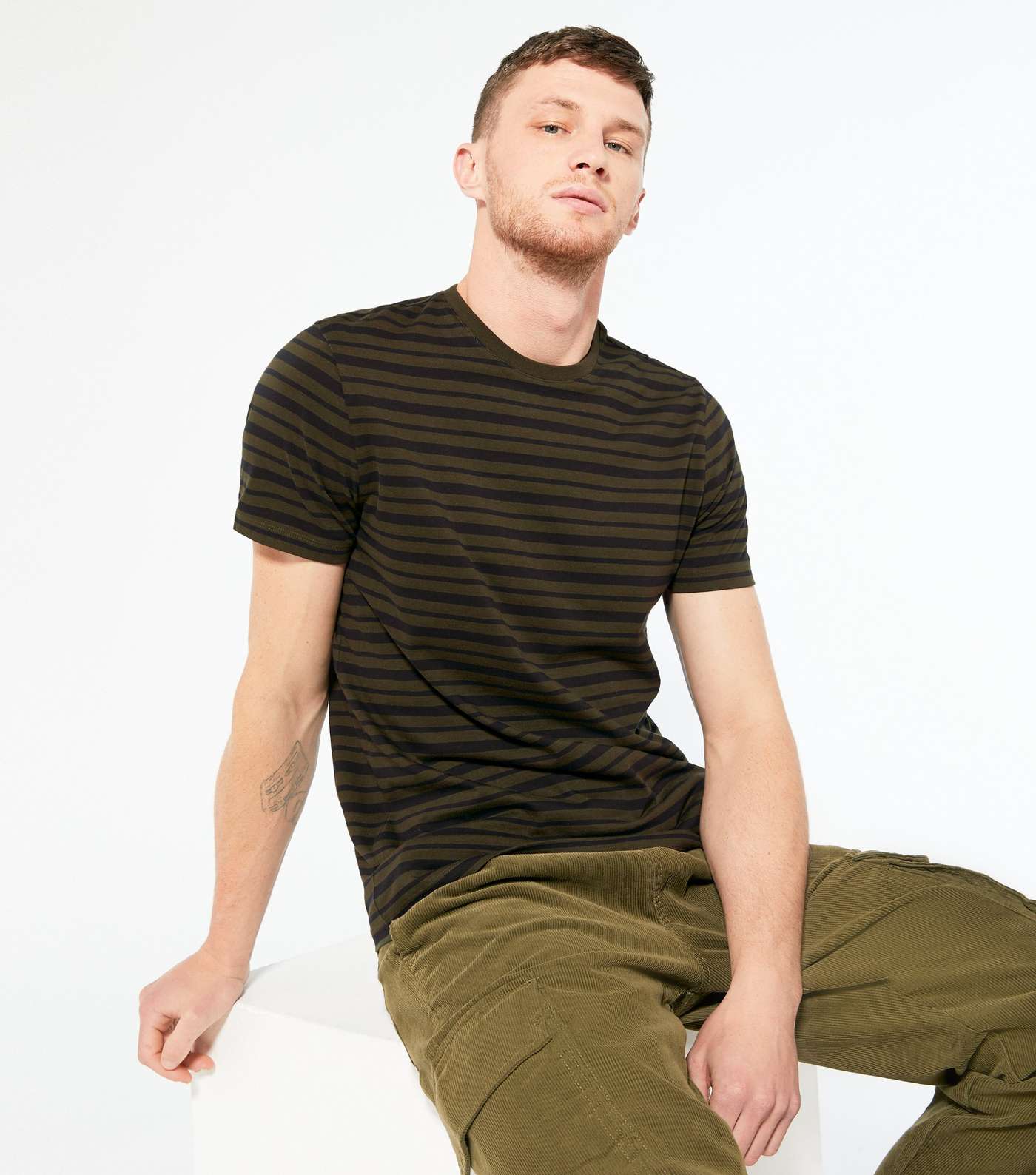 Dark Green Stripe Short Sleeve T-Shirt 