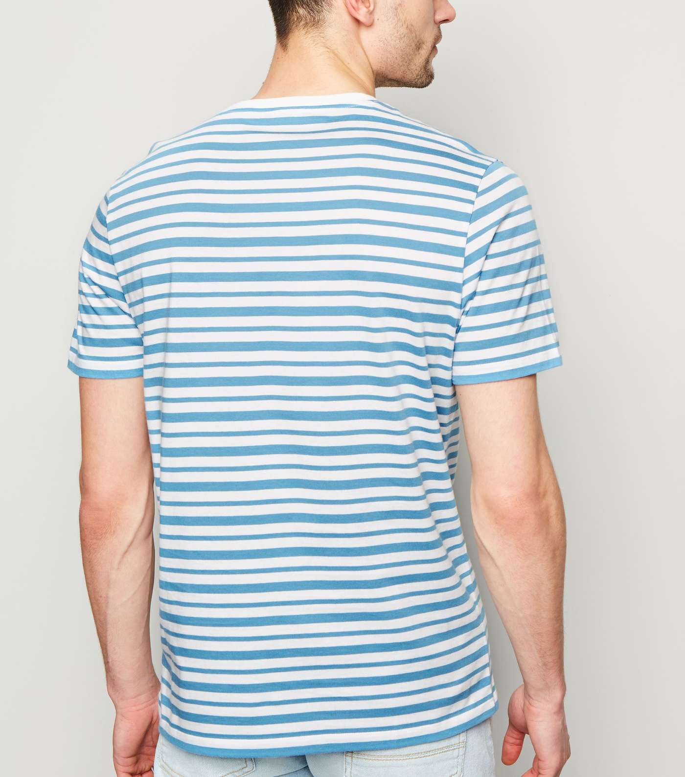 Bright Blue Stripe Short Sleeve T-Shirt Image 3