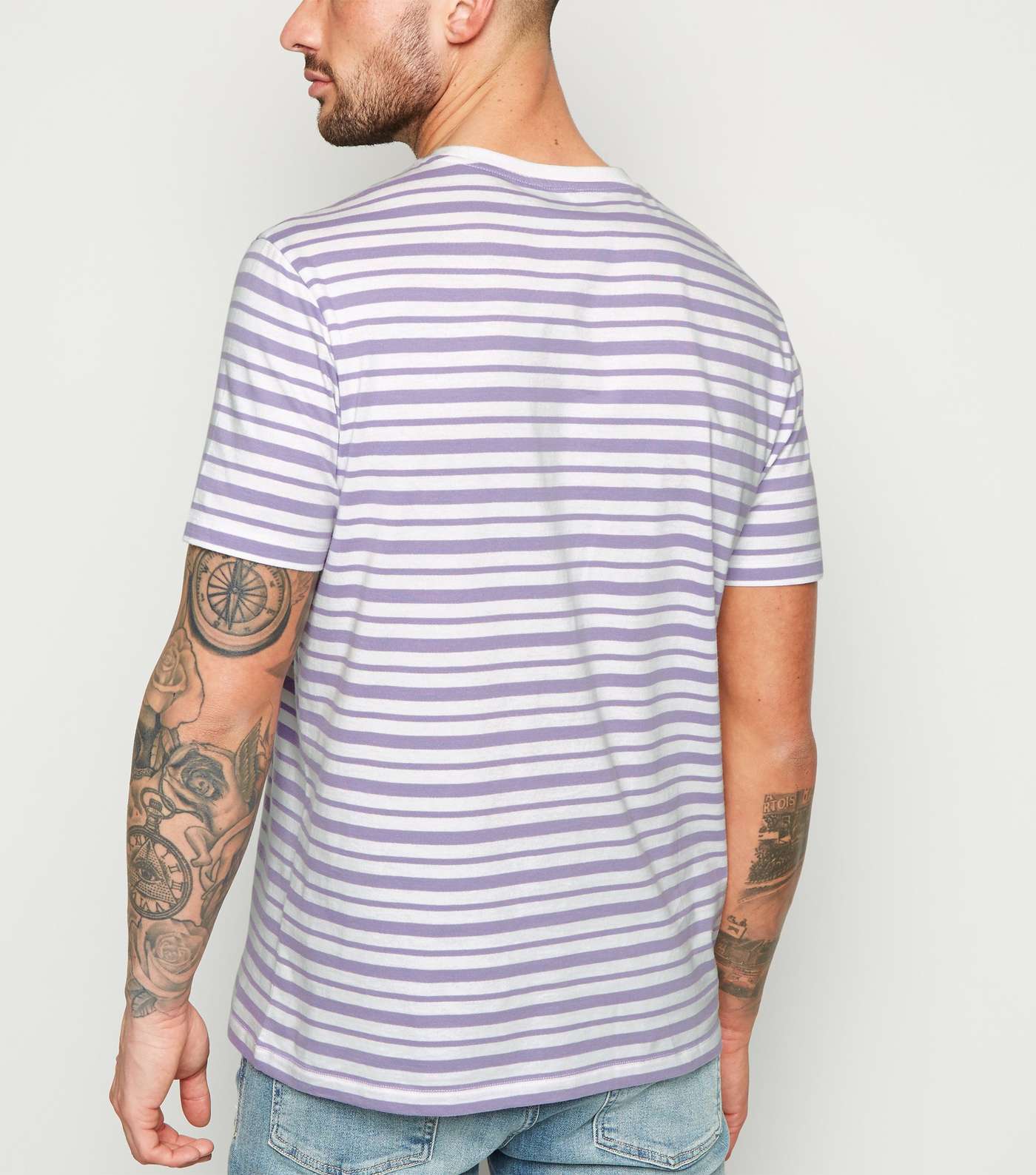 Lilac Stripe Short Sleeve T-Shirt Image 3