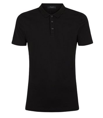 Image of Black Muscle Fit Polo Shirt New Look