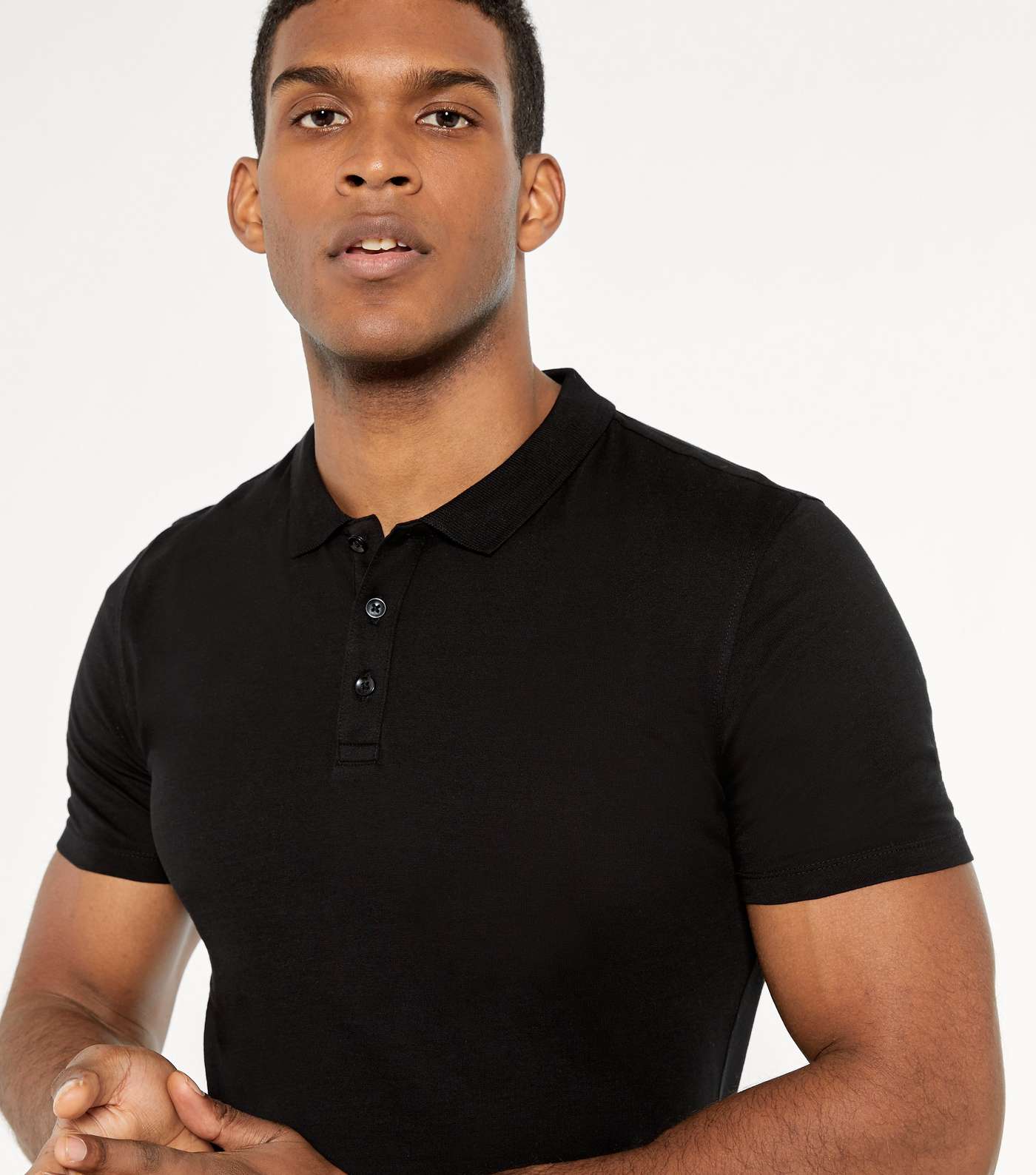 Black Muscle Fit Polo Shirt Image 3