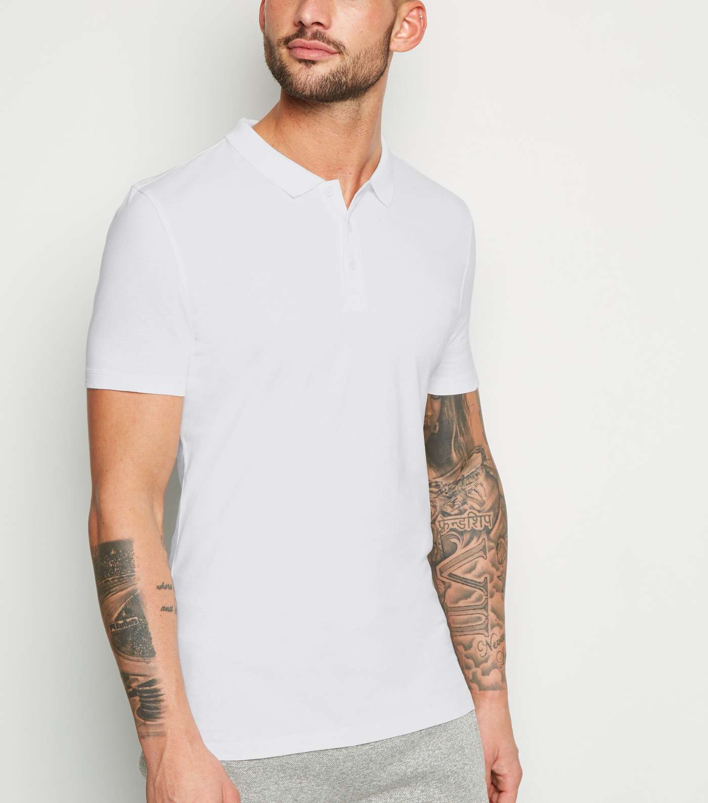 White Muscle Fit Polo Shirt