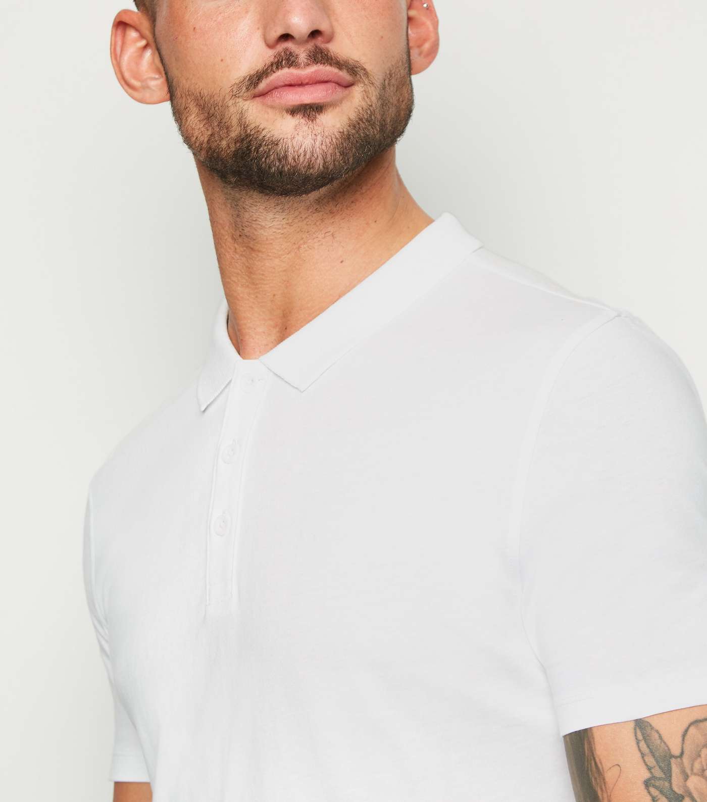 White Muscle Fit Polo Shirt Image 5