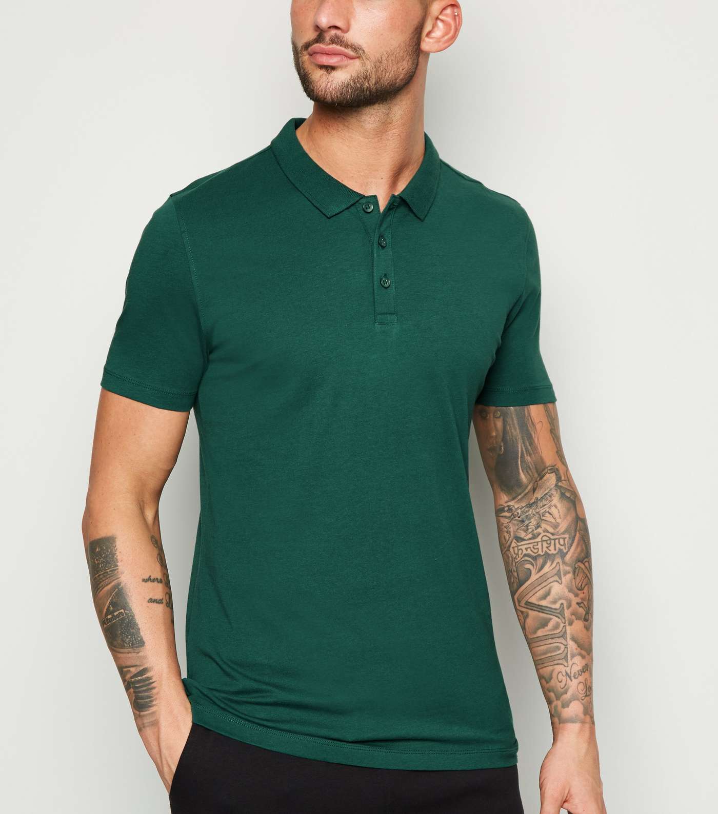 Dark Green Muscle Fit Polo Shirt