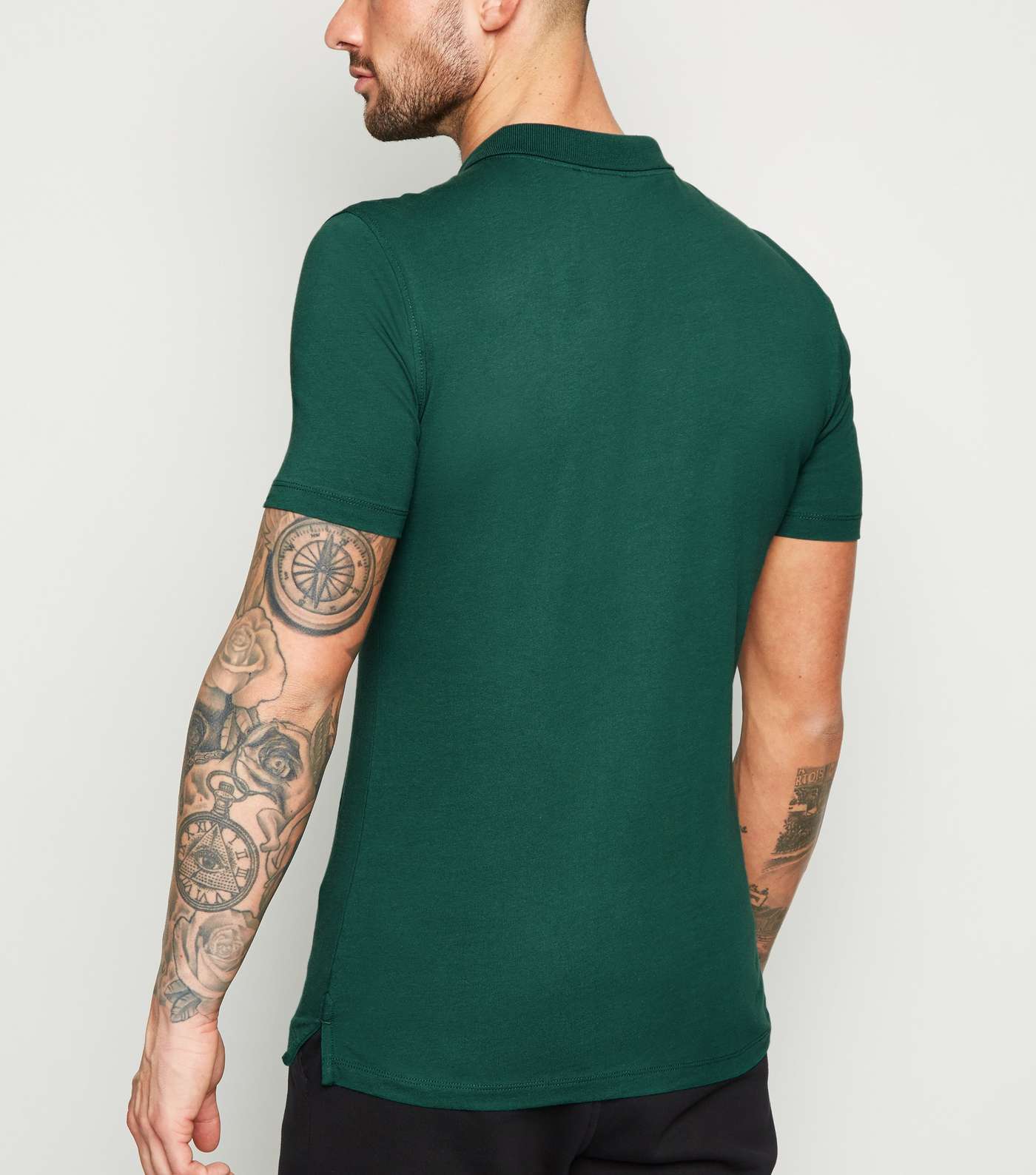 Dark Green Muscle Fit Polo Shirt Image 3