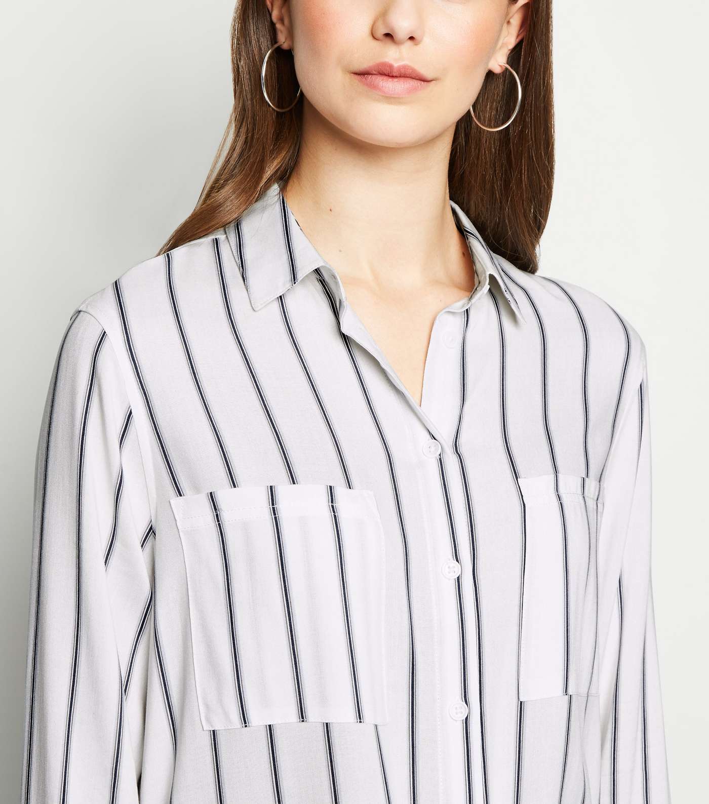 White Stripe Tie Front Shirt  Image 5