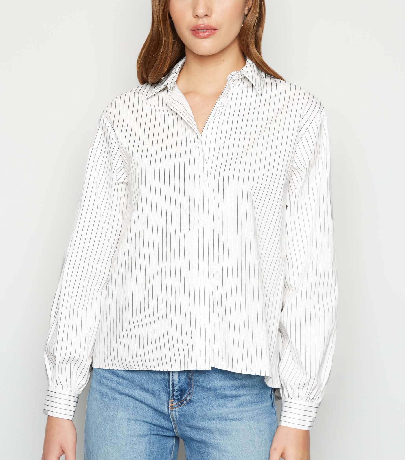 White Stripe Poplin Long Sleeve Shirt 