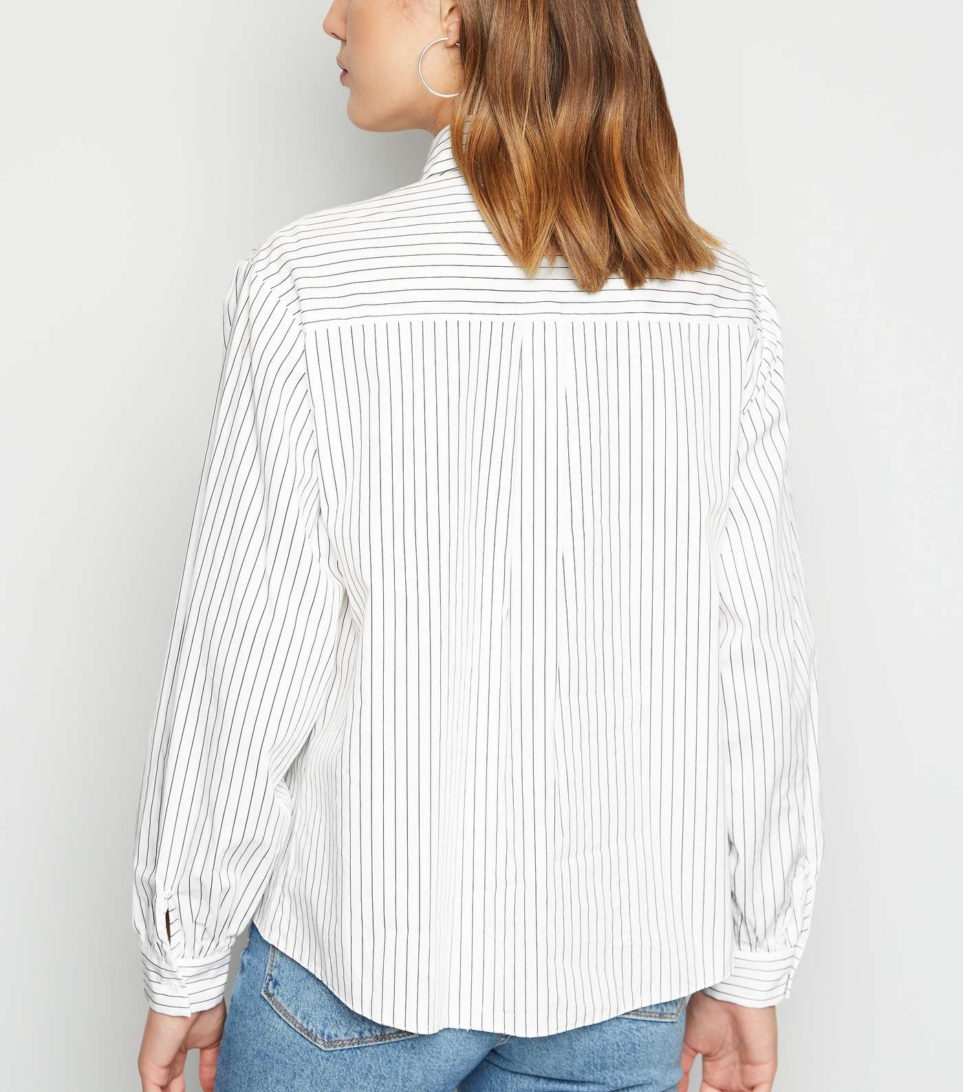 White Stripe Poplin Long Sleeve Shirt  Image 3