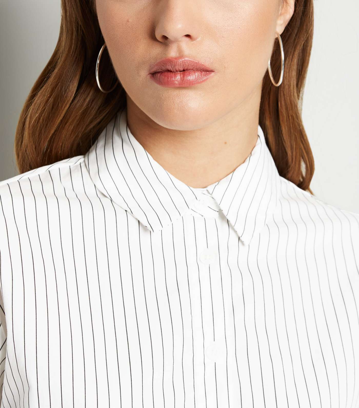White Stripe Poplin Long Sleeve Shirt  Image 5