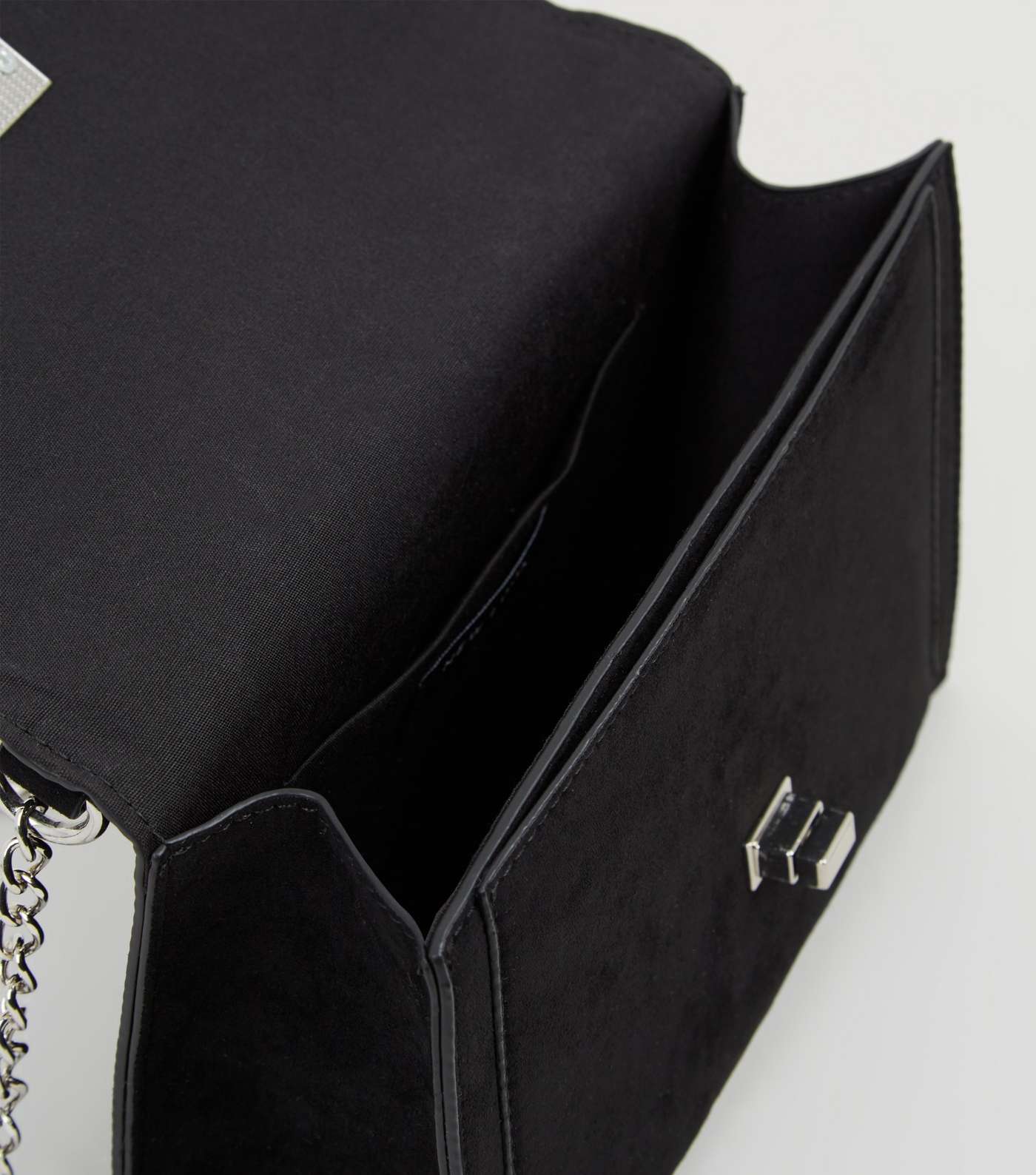 Black Suedette Handle Chain Shoulder Bag Image 4