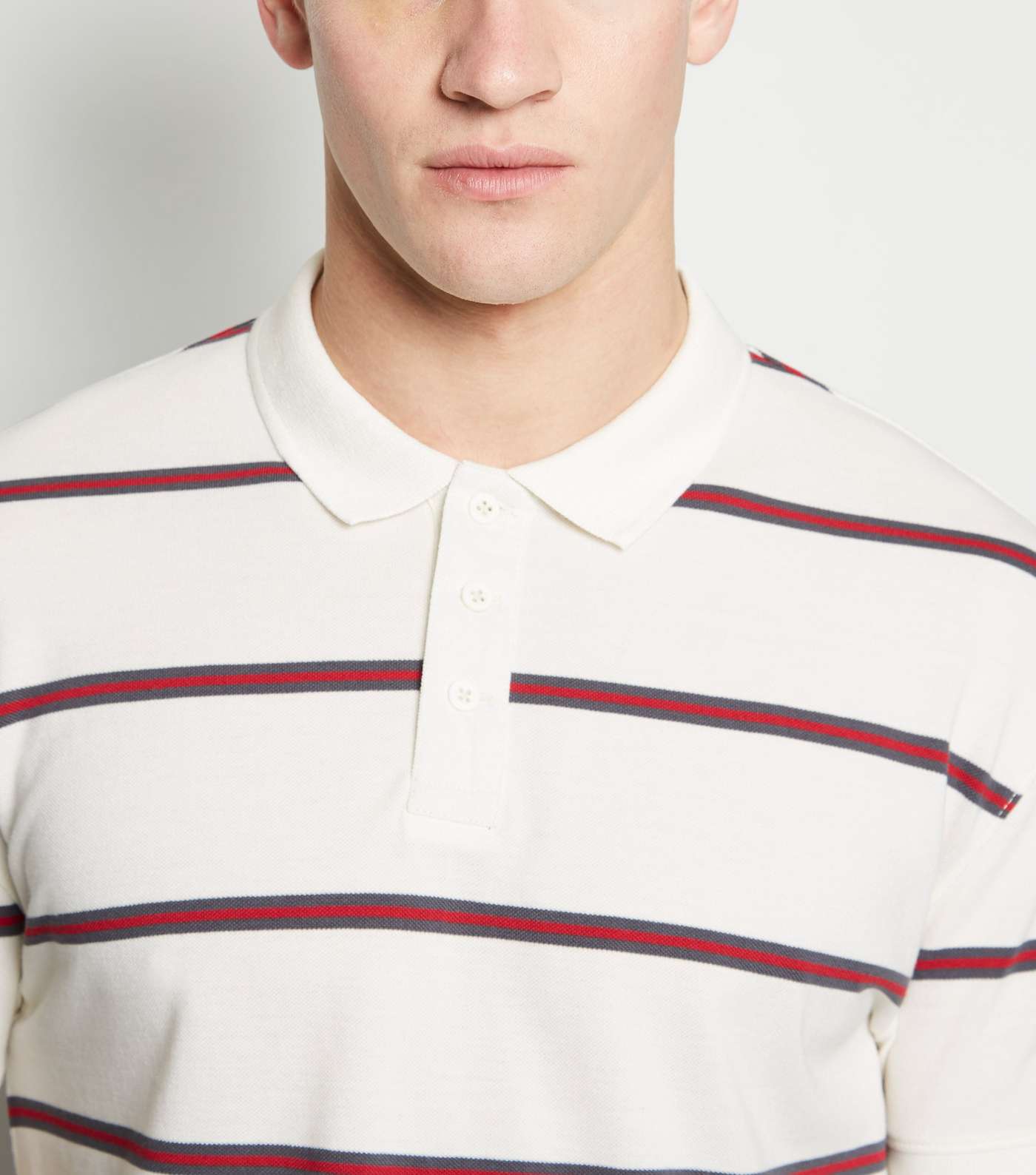 Off White Stripe Short Sleeve Polo Shirt Image 5