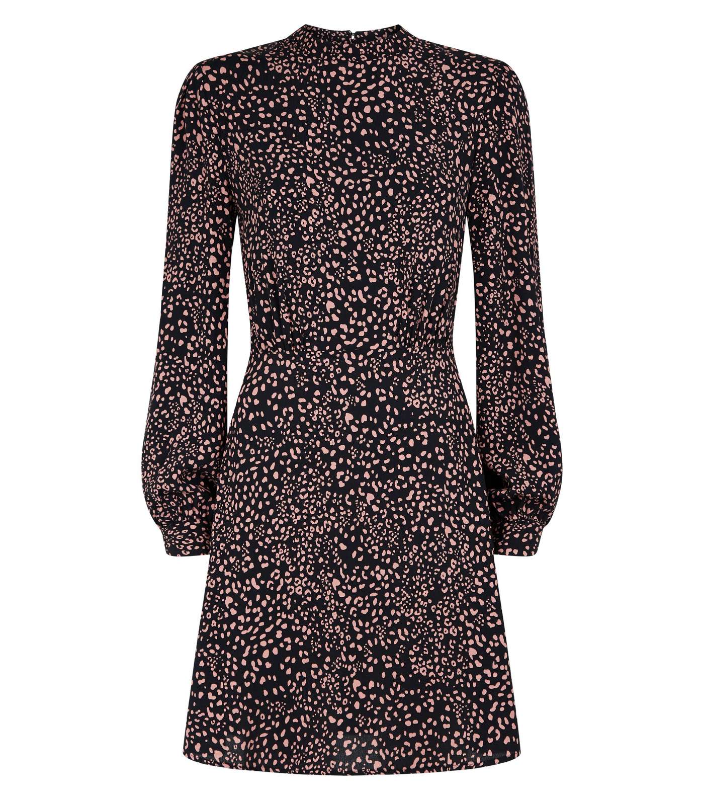 Black Leopard Print High Neck Mini Dress Image 4