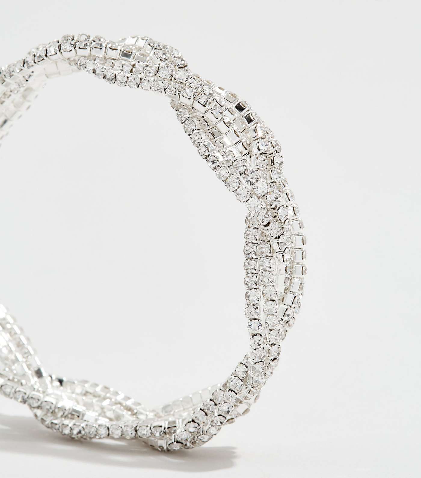 Silver Premium Diamanté Twist Stretch Bracelet Image 2