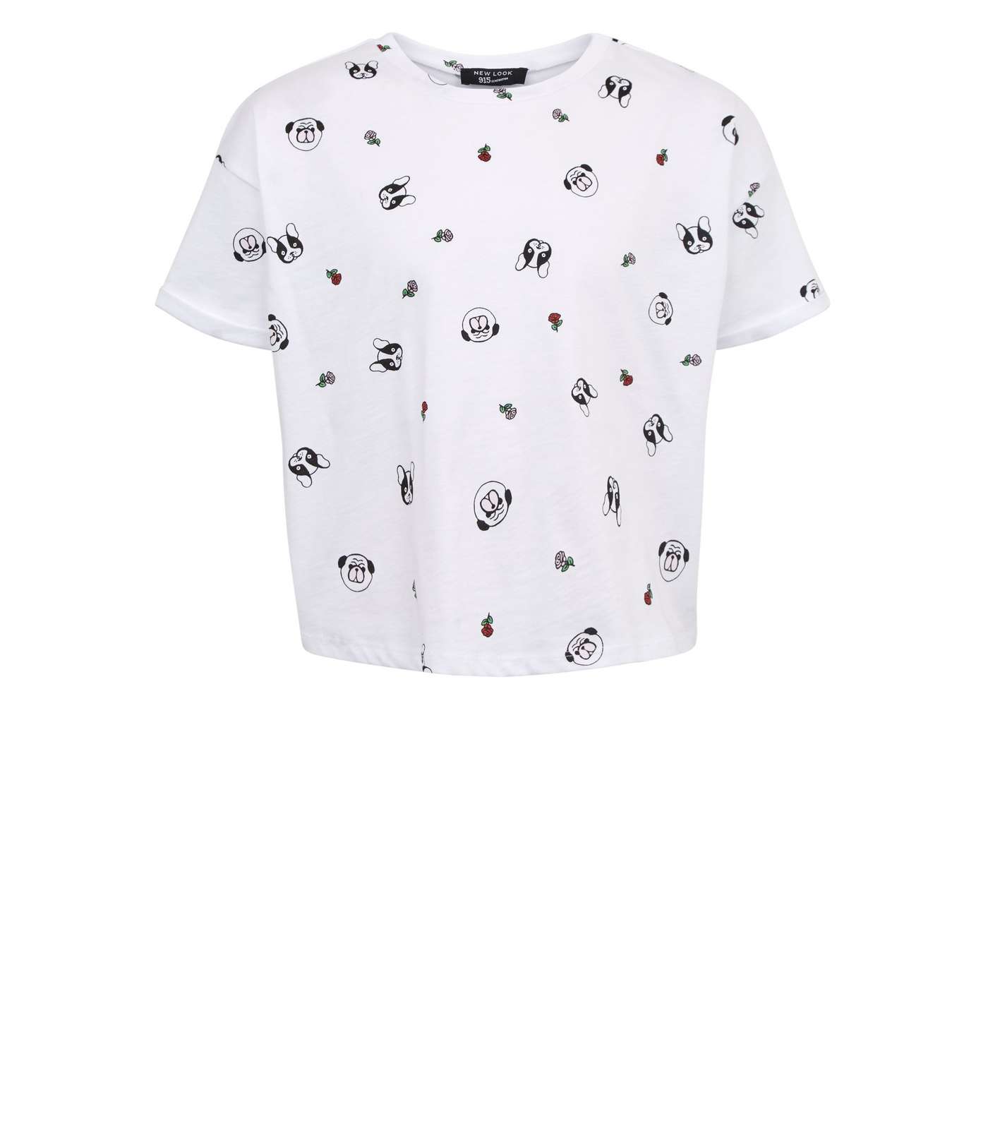 Girls White Dog and Rose Print T-Shirt Image 4