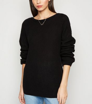 NA-KD Black V Back Jumper | New Look